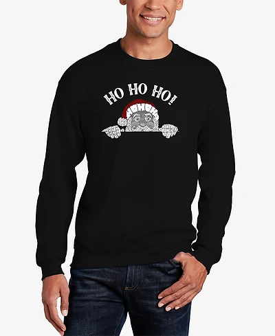 La Pop Art Men's Peeking Santa Word Crewneck Sweatshirt