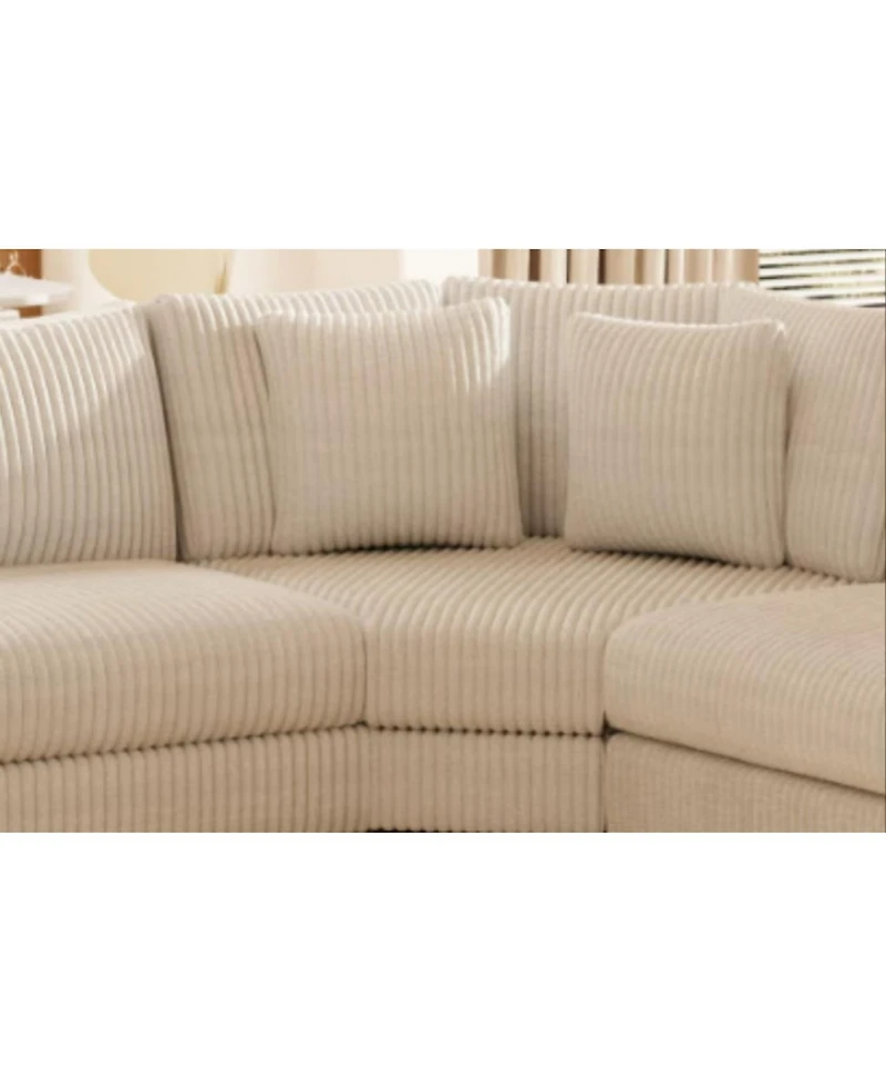 Modular Three-seat Corner Sofa, Wooden Frame Locker with Armrests, Stylish and Comfortable, Cream Style, Beige