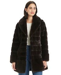 Jones New York Women's Faux-Fur Notched-Collar Coat