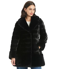 Jones New York Women's Faux-Fur Notched-Collar Coat