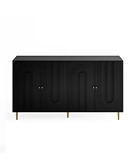 Streamdale Black Lacquered 4-Door Sideboard Cabinet for Living Room and Beyond