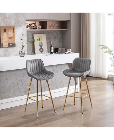Streamdale Chrome and Velvet Bar Stool (Set of 2)