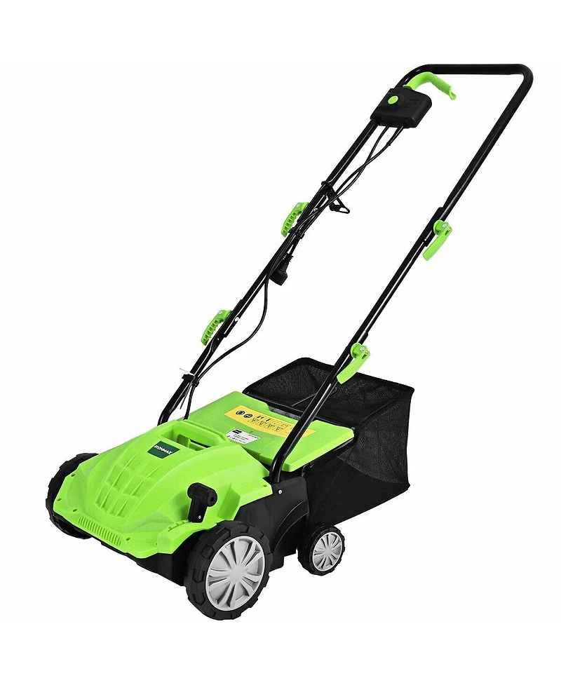 13 Inch 12 Amp Electric Scarifier with Collection Bag and Removable Blades