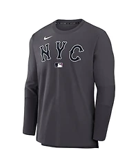 Nike Men's Anthracite New York Mets Authentic Collection City Connect Lightweight Player Tri-Blend Performance Long Sleeve T-Shirt