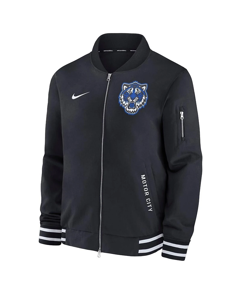 Nike Men's Black Detroit Tigers Authentic Collection City Connect Full-Zip Bomber Jacket