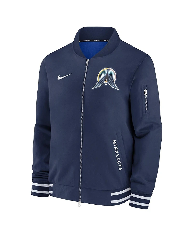 Nike Men's Navy Minnesota Twins Authentic Collection City Connect Full-Zip Bomber Jacket
