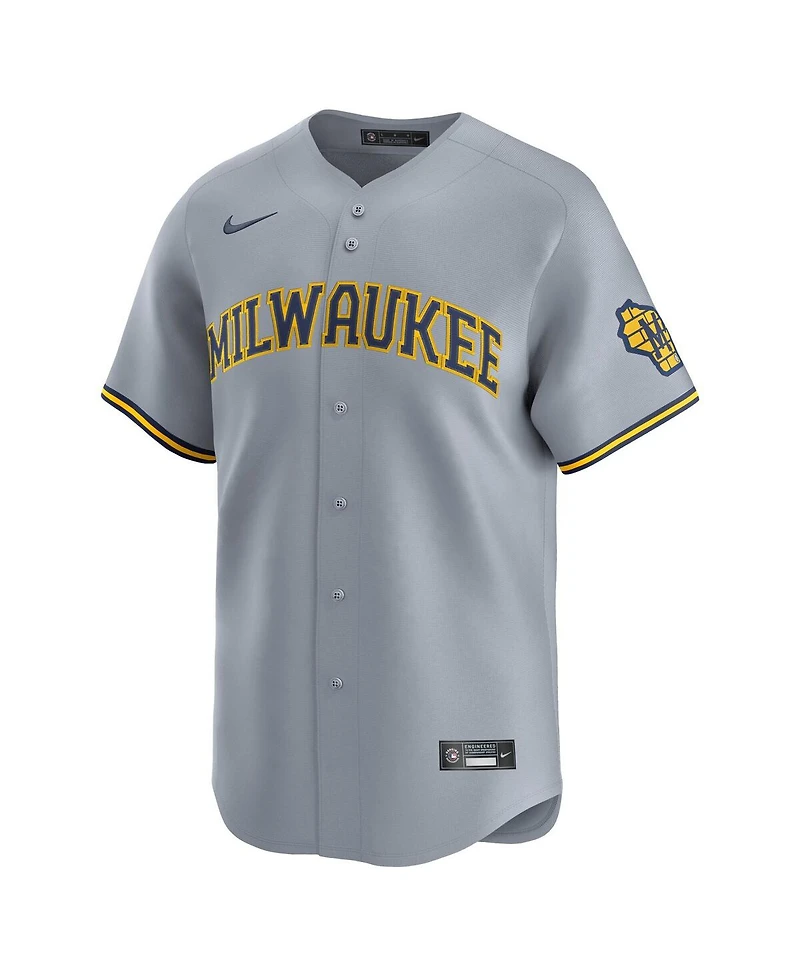 Nike Men's Gray Milwaukee Brewers Away Limited Jersey