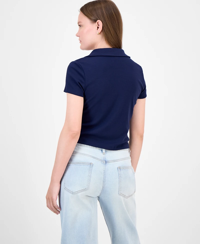 Ultra Flirt Juniors' Button-Front Short-Sleeve Polo