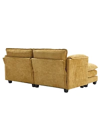 Streamdale Chenille Sofa with Footstools and Armrests