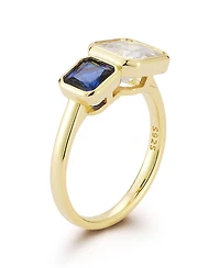 Rachel Zoe 14K Gold Plated Sterling Silver Duo Radiant Cut Ring