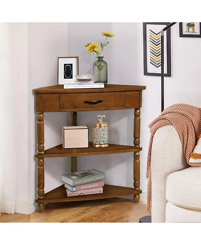 Streamdale 3-tier Wood Corner Table, Brown