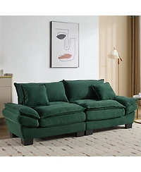 Streamdale Corduroy Loveseat Sleeper Sofa with Pillows - Green