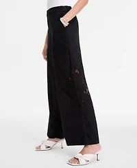 I.n.c. International Concepts Women's Cotton Lace-Trim Wide-Leg Pants, Exclusively at Macy's