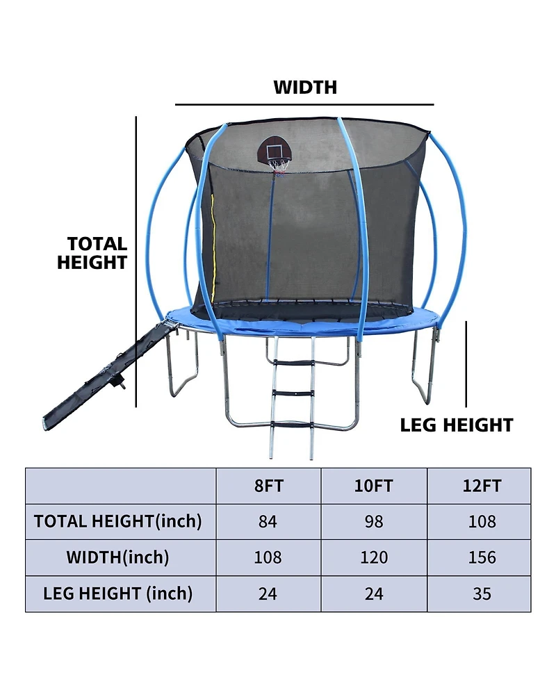 Streamdale 8ft Pumpkin Trampoline w/Slide & Enclosure