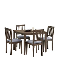 Streamdale Mid-Century Modern Dining Set Table and 4 Upholstered Chairs