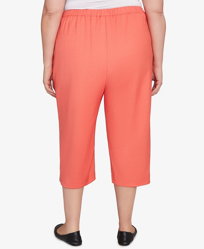 Alfred Dunner Plus Catalina Island Patch Pocket Elastic Waistband Capri Pants