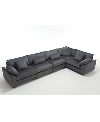 Streamdale Oversized Corduroy Sofa Couches 5-Seat Dark Gray Modular Sectional