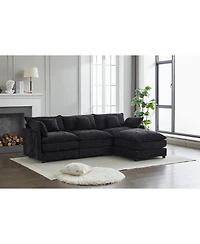 Streamdale Modular Sectional Sofa, 3-Seater Sofa with Ottoman, Modern L-Shaped Sofa for Living Room Bedroom Apartment