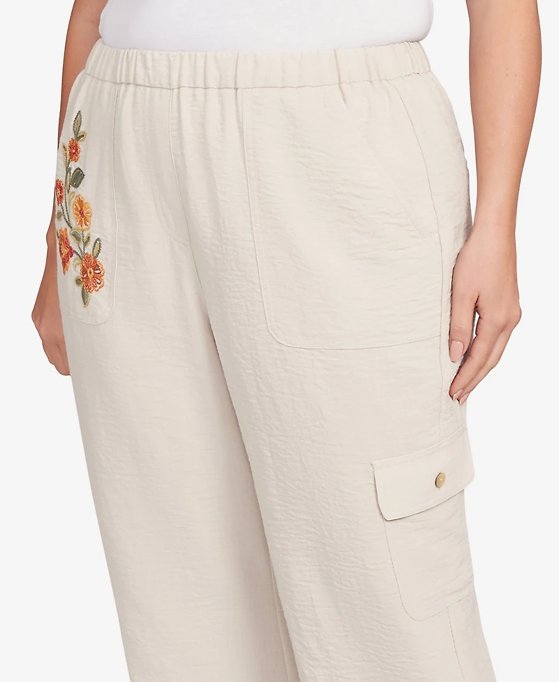 Alfred Dunner Plus Copper Canyon Floral Embroidered Ankle Pants