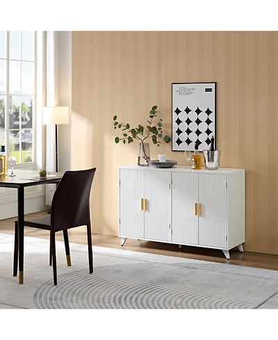 Streamdale Ivory White 4-Door Sideboard Buffet with Removable Shelves