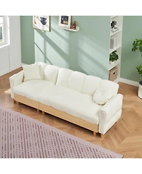 Streamdale Furniture 86.61 inches beige technology cloth sofa, three sofa lift sofa bed, sofa bed with storage cabinet, sofa is soft and comfortable,