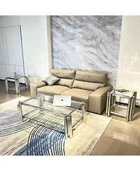 Streamdale Modern 3-Piece Stainless Steel Coffee Table Set with Clear Glass Tops