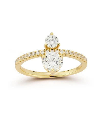 Rachel Zoe 14K Gold Plated Sterling Silver Two Stone Ring