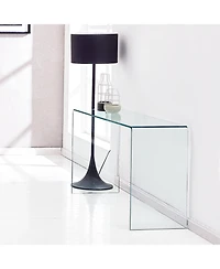 Streamdale Glass Console Table, Transparent Tempered Glass Console Table with Rounded Edges Desks, Sofa Table