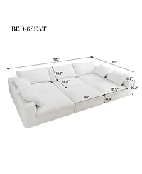 Streamdale Large size modular cloud sofa 6 seats down sofa bed apartment living room sofa 120"