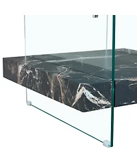 Streamdale Elegant 31.4" Modern Square Coffee Table Glass and Marble Pattern