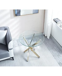 Streamdale Modern Round Tempered Glass End Table With Chrome Legs