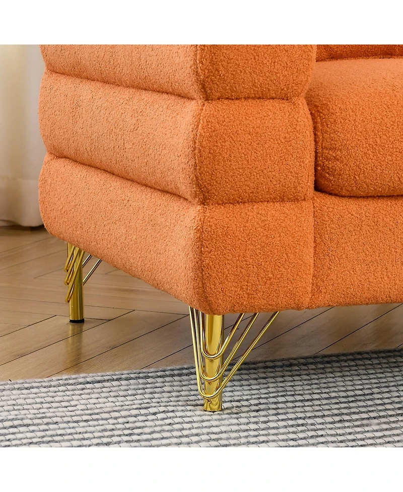 Streamdale Furniture Oversized 2 Seater Sectional Sofa, Orange Teddy