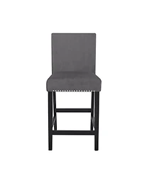 Streamdale Contemporary Velvet Counter Stool with Nailhead Trim, Set of 2, Gray