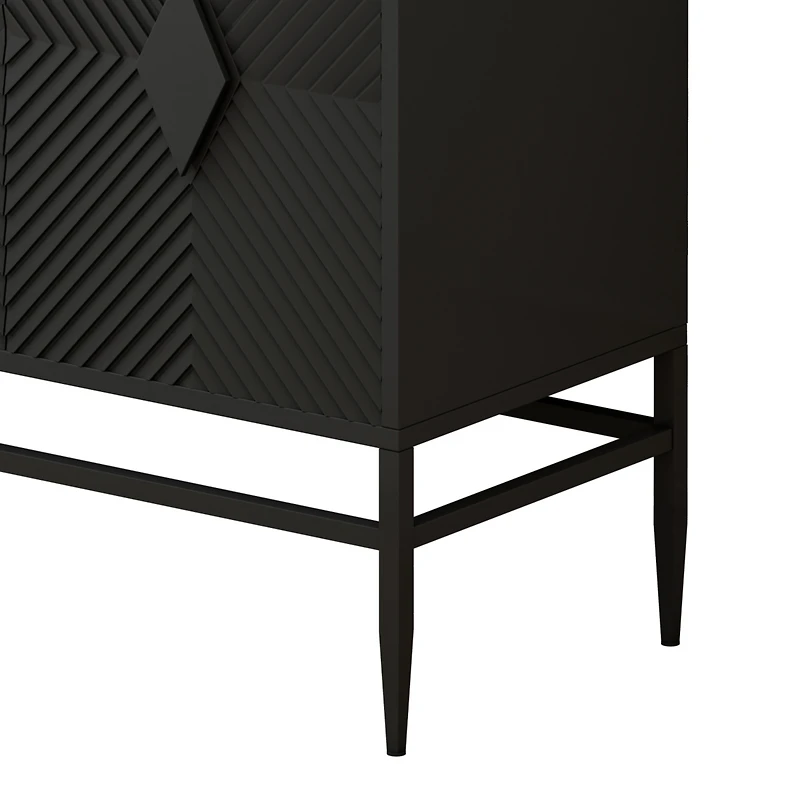 Streamdale 31.5" Black Wooden Storage Cabinet with Metal Legs