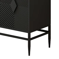 Streamdale 31.5" Black Wooden Storage Cabinet with Metal Legs