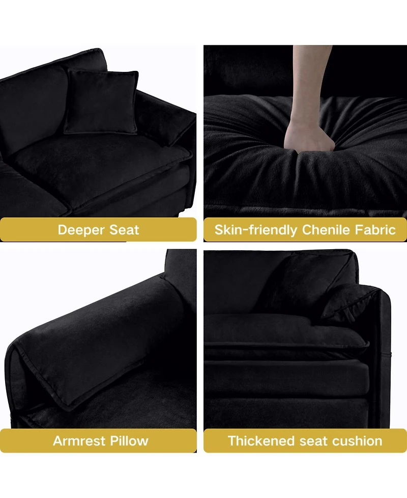 Streamdale Oversized Chenille Sofa Set - Black