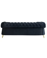 Streamdale 89" Chesterfield Tufted Velvet Sofa - Black