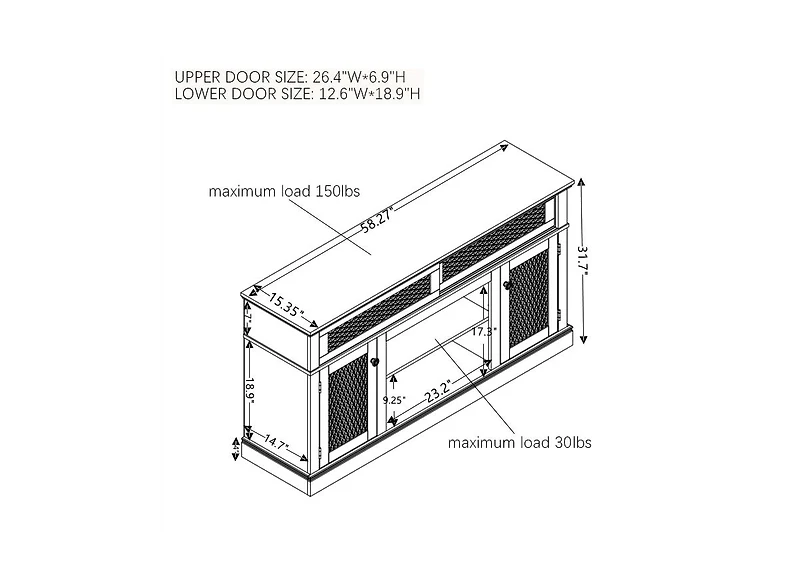 Streamdale Embossed Tv Stand with 23" Fireplace, Sliding Door, and Storage