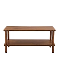 Streamdale Modern 2-Tier Coffee Table with Open Shelf, Rubberwood Legs