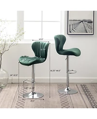 Streamdale Furniture Upholstered Adjustable Swivel Barstools in Green, Set of 2