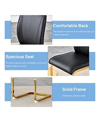Streamdale Luxury Black Pu Dining Chairs - Gold Leg (Set of 6)