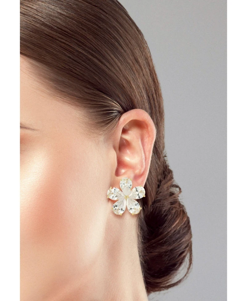 Rachel Zoe 14K Gold Plated Sterling Silver Statement Flower Omega Back Earrings