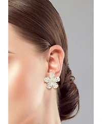 Rachel Zoe 14K Gold Plated Sterling Silver Statement Flower Omega Back Earrings