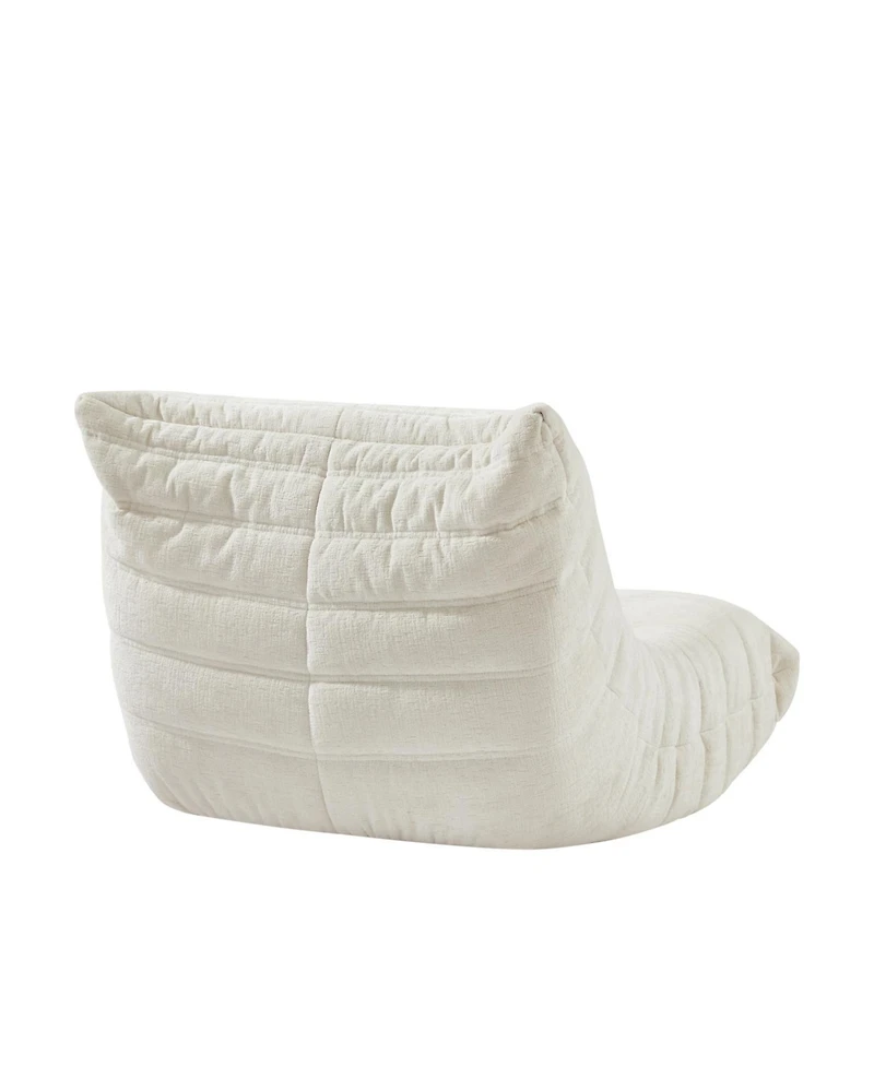 Streamdale Fireside Accent Bean Bag Chair, Modern Armless Floor Sofa (Chenille, White)