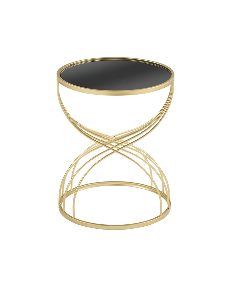 Modern Side Table [Golden Metal Frame+Black MIirror Top]