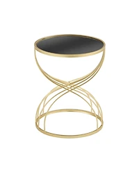 Modern Side Table [Golden Metal Frame+Black MIirror Top]