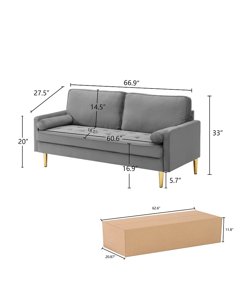 Streamdale Velvet Sofa 65 inch