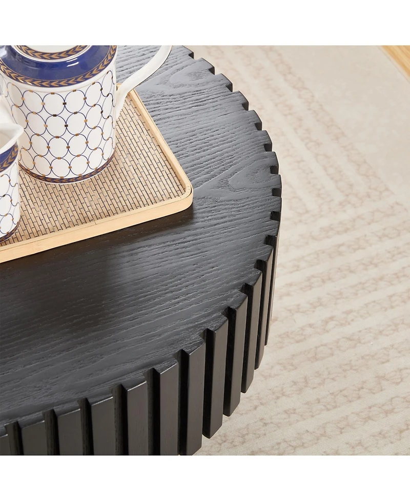 Streamdale 43" Handcraft Oval Coffee Table with Pedestal, Black