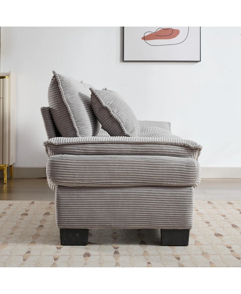 Streamdale Corduroy Sofa Sleeper Comfy, Deep-Seat Couch with Pillows