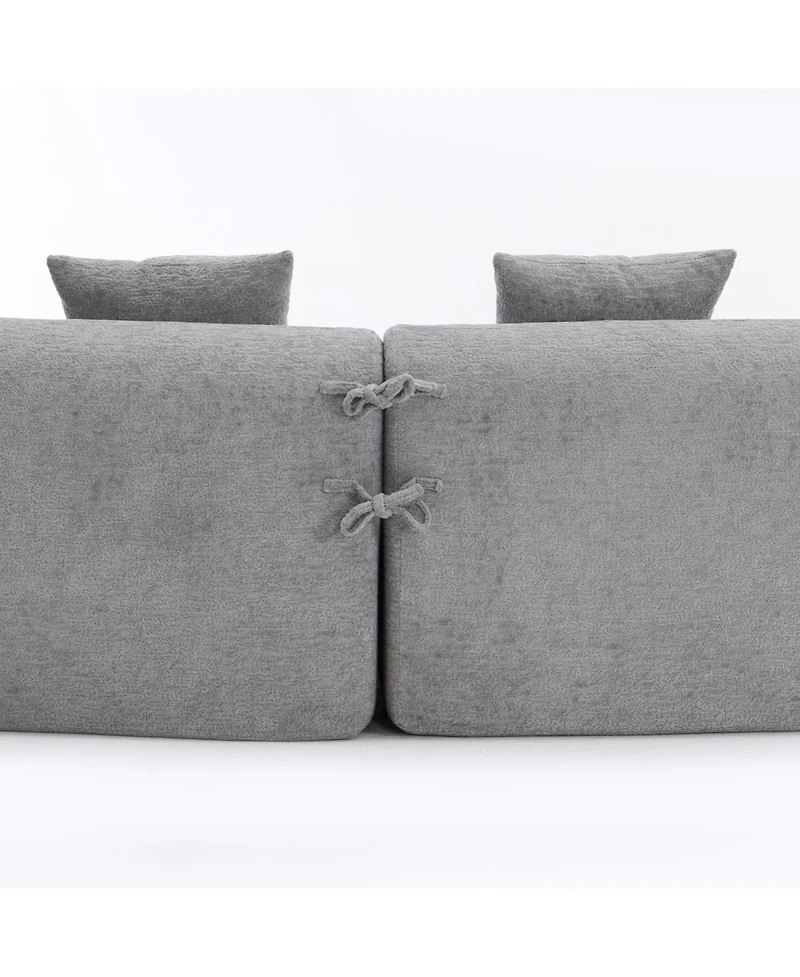Streamdale 4-Seater Light Gray Sofa with Chenille Fabric and Pillows